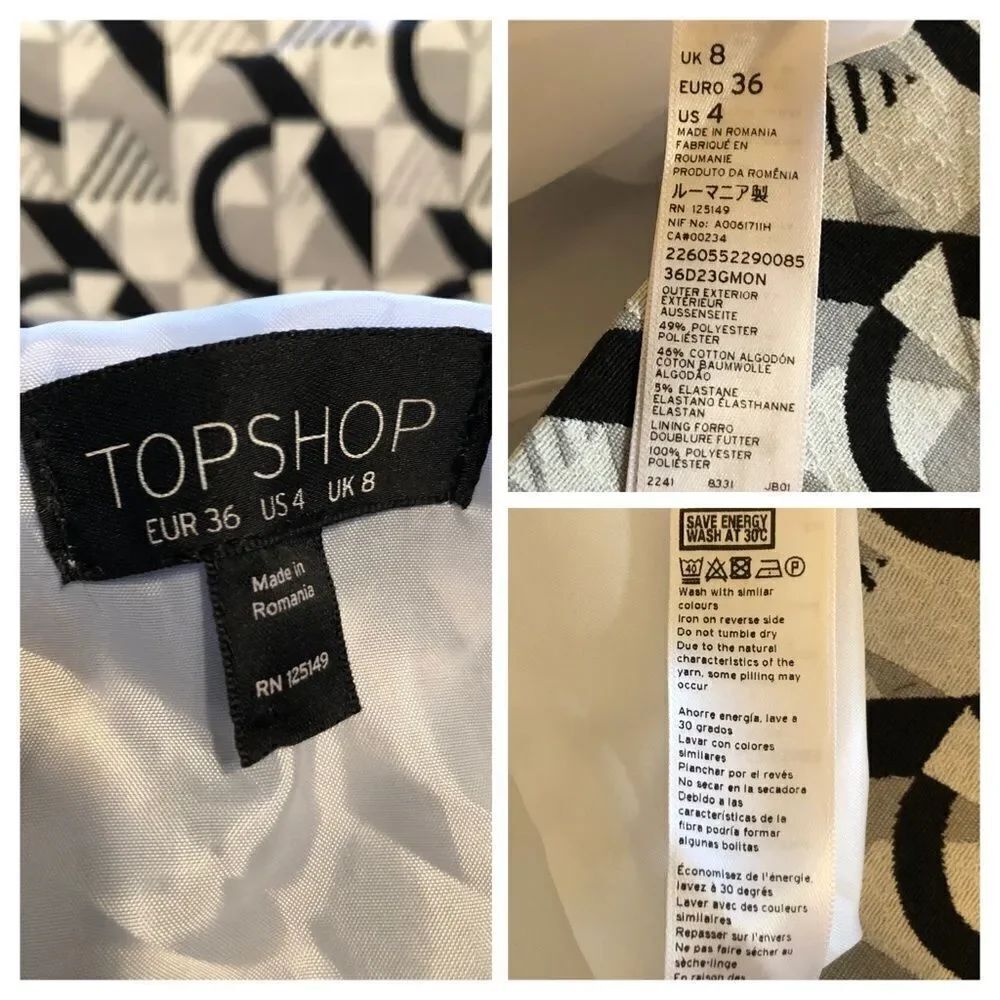 Topshop Geo Print Miniskirt Size 4 - Picture 7 of 8